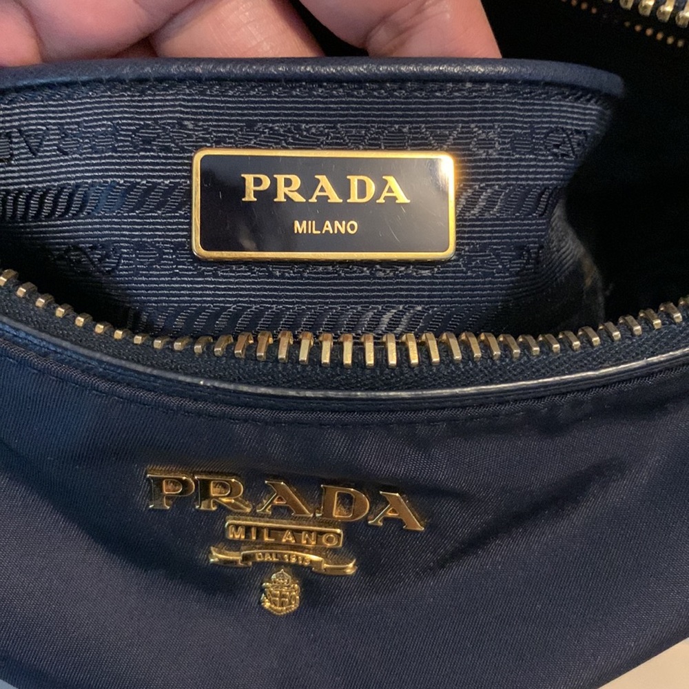Authentic Prada Nylon Shoulder Bag [Navy Blue Body, Black Straps] - Picture 4 of 15